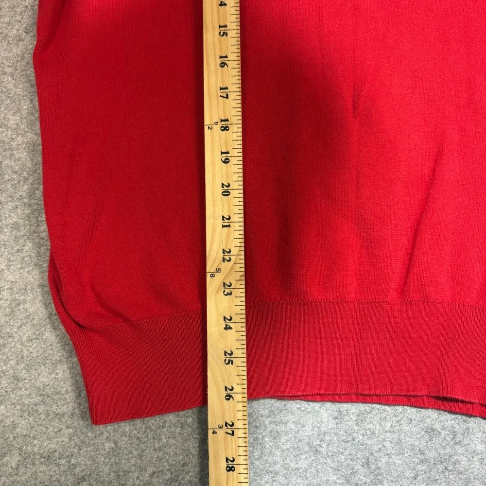 Polo Ralph Lauren Red Pima Cotton V-Neck Sweater Mens Large Navy Pony Logo